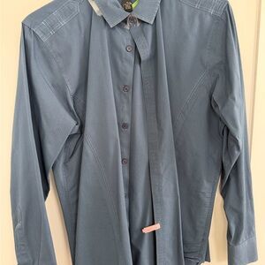 INC International Concepts Slate Blue Long-Sleeve Dress Shirt
